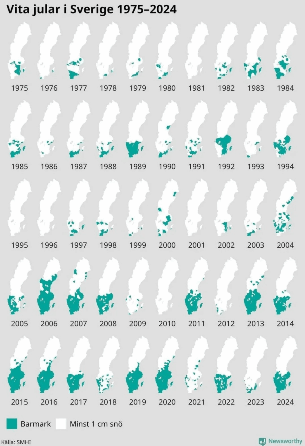 Schneedecke in Schweden zu Weihnachten seit 1975