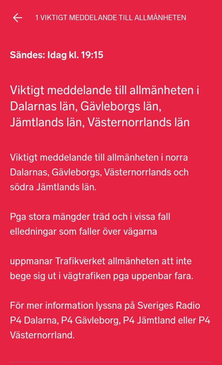 VMA für weite Teile der oberen Landeshälfte