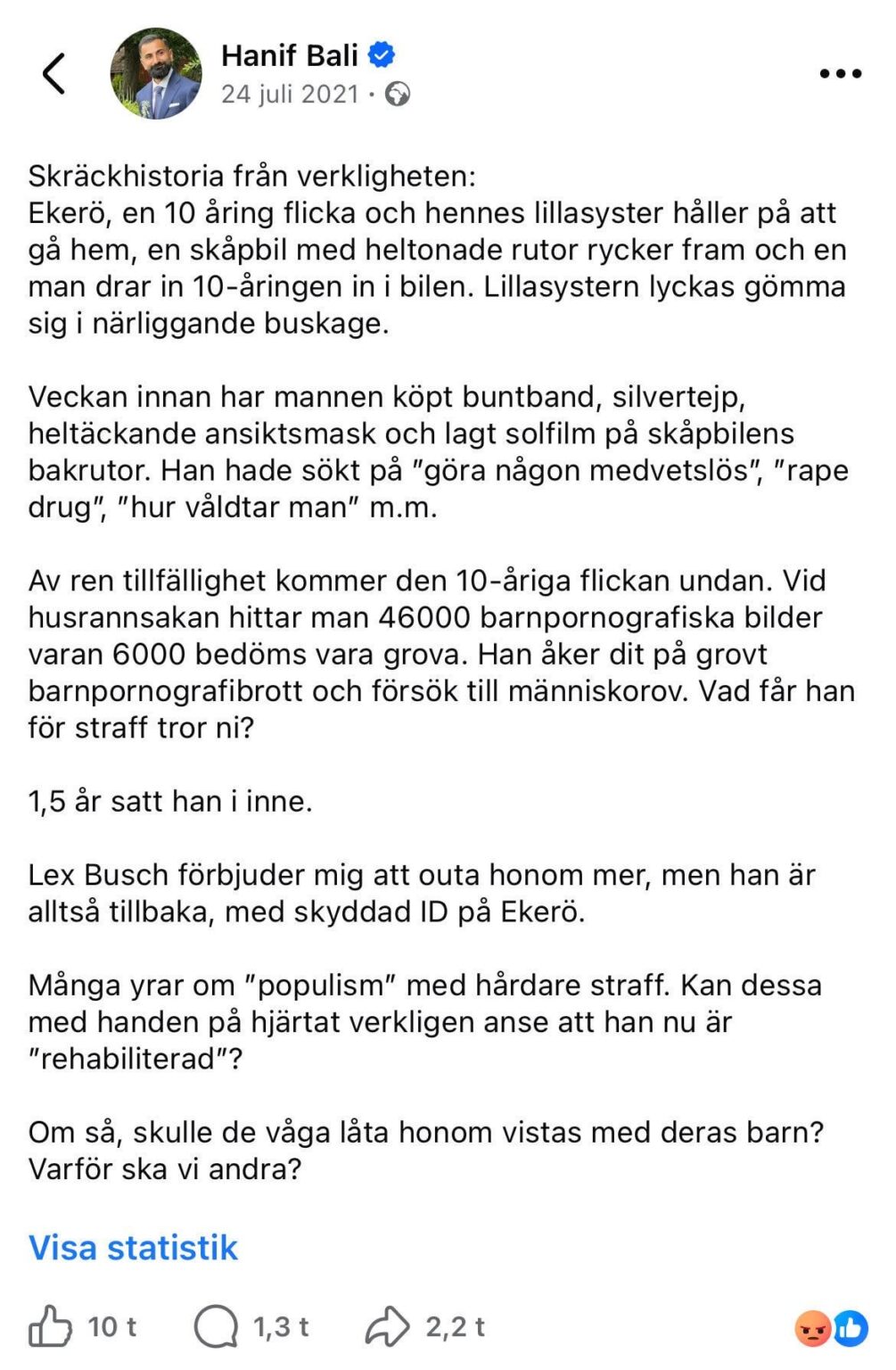 Hanif Bali warnte vor dem freigelassenen Ekeröpädophilen im Jahr 2021