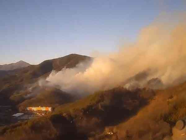 Reaktion der Stufe 2 wegen Waldbrand in Gwangyang, Provinz S. Jeolla