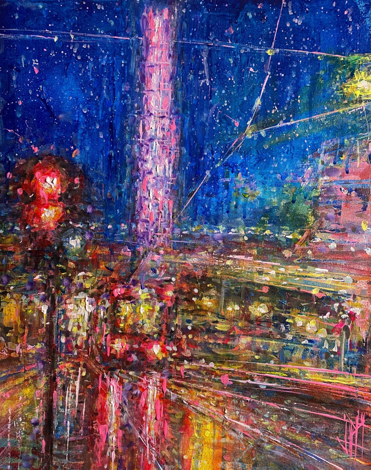 Ich habe einige Regenreflexionen von Sergels Torg gemalt.