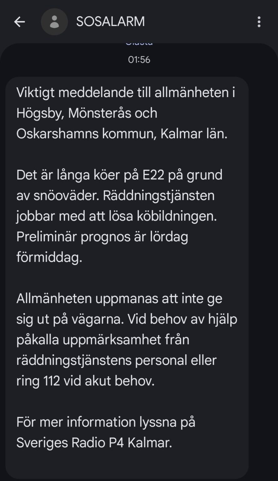 Totales blutiges Schneechaos in Ost-Småland (Landkreis Kalmar)
