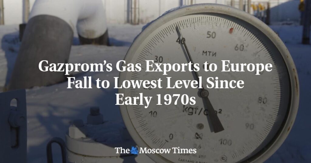 Gazproms Gasexporte nach Europa fallen auf den niedrigsten Stand seit Anfang der 1970er Jahre