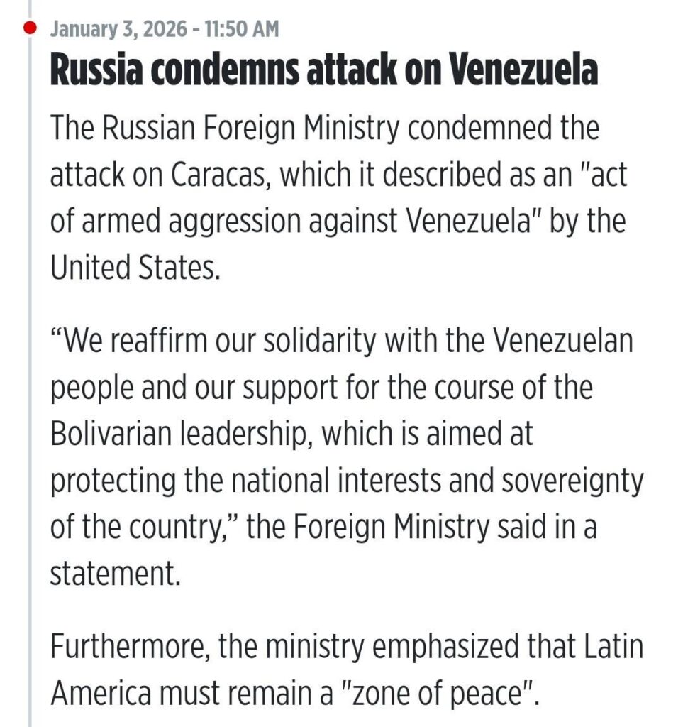 Russland verurteilt bewaffnete Aggression gegen Venezuela (Welche Ironie)