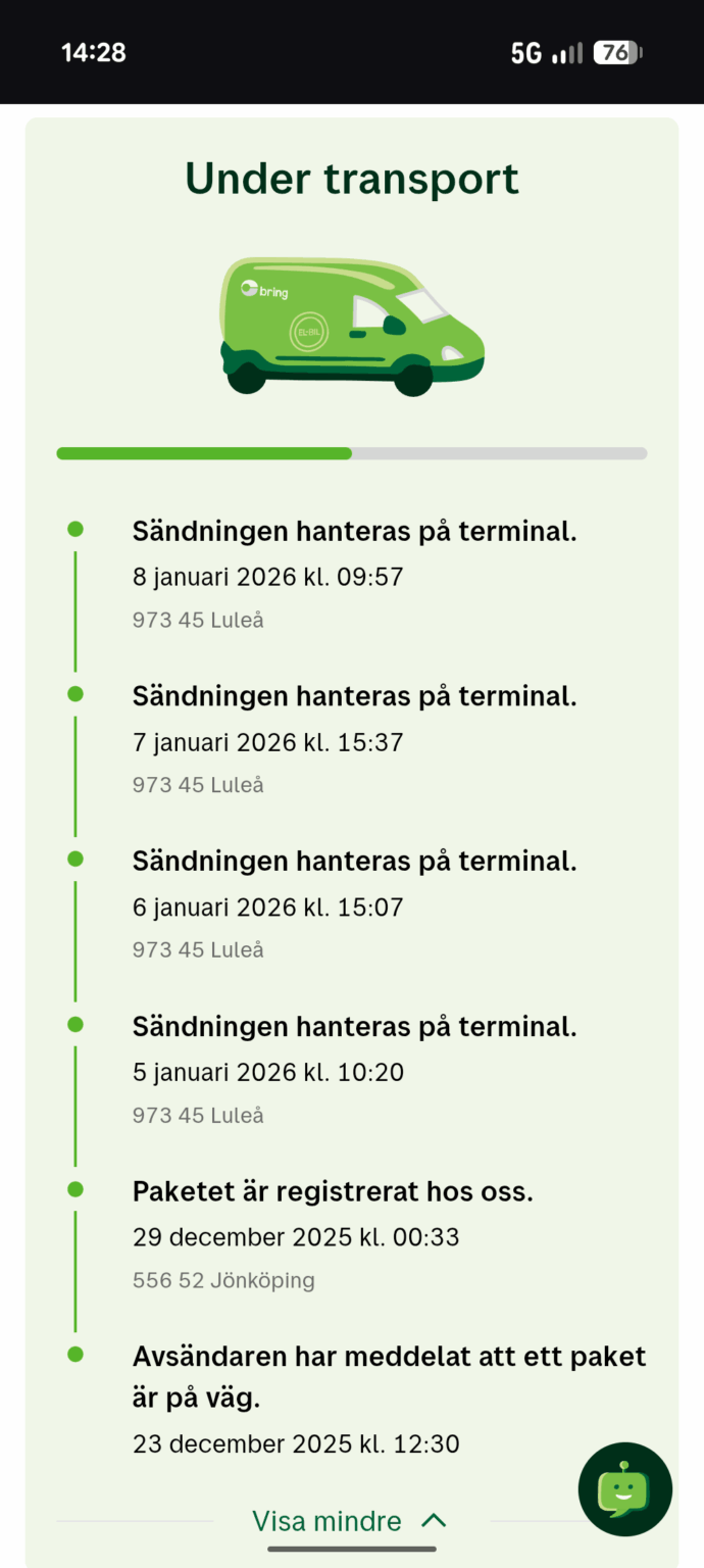 Postnord bekommt viel Scheiße ab, aber Bring ist nicht viel besser.