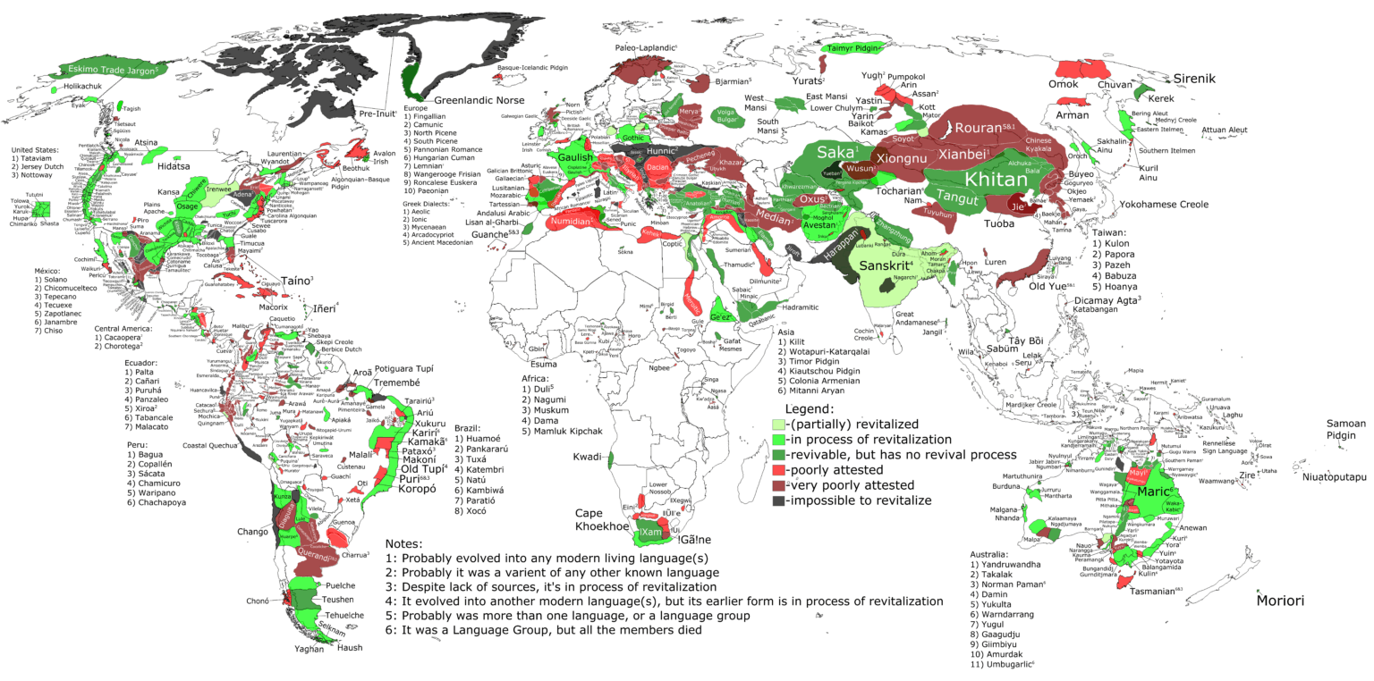Ausgestorbene, tote und ruhende Sprachen und Dialekte aus aller Welt (UPDATE 2026)