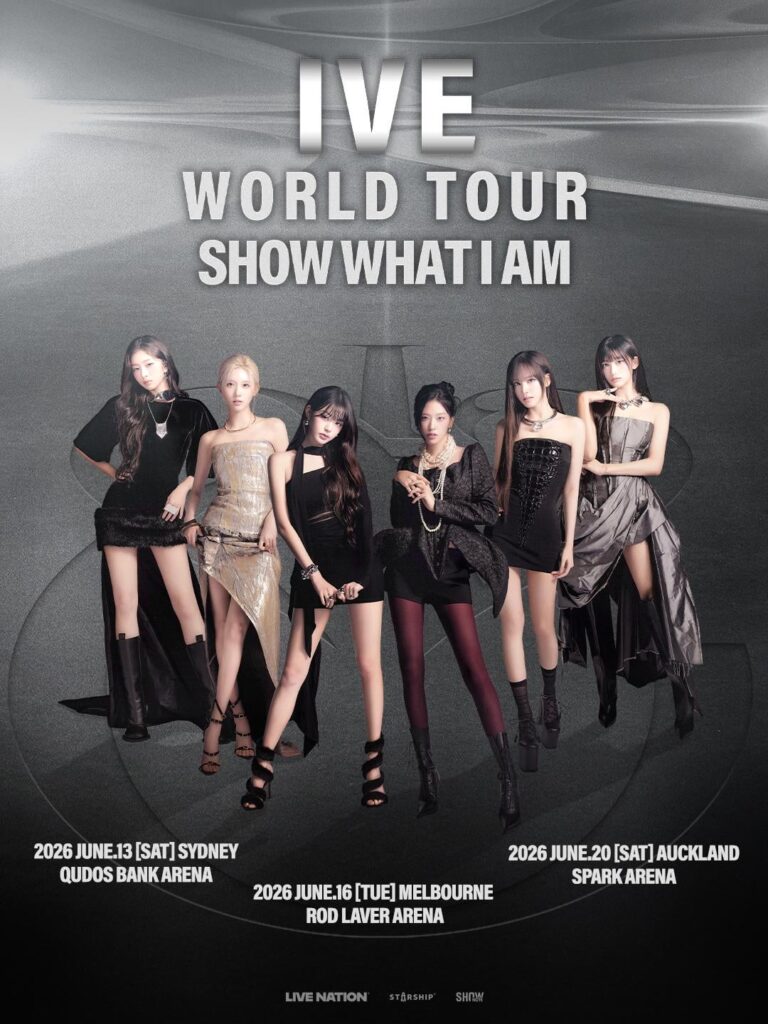 Termine der IVE-Welttournee „Show What I Am“ in Australien und Neuseeland (Ankündigungsplakat)