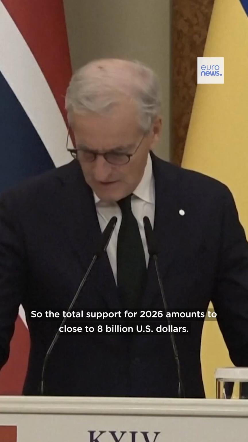 Am Mittwoch kündigte der norwegische Premierminister Jonas Gahr Støre fast 8 Milliarden US-Dollar an Unterstützung für die Ukraine im Jahr 2026 an und sagte, Oslo und Kiew hätten sich auf den Aufbau einer „strategischen Partnerschaft“ geeinigt. Am Mittwoch kündigte der norwegische Premierminister Jonas Gahr Støre fast 8 Milliarden US-Dollar an Unterstützung für die Ukraine im Jahr 2026 an und sagte, Oslo und Kiew hätten sich auf den Aufbau einer „strategischen Partnerschaft“ geeinigt.