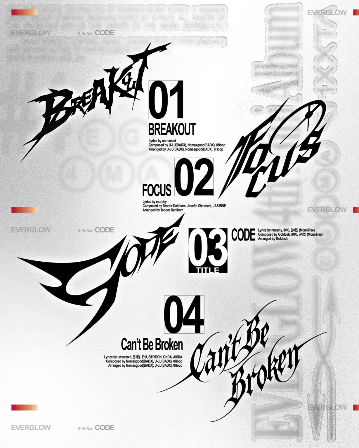 EVERGLOW – 4. Mini-Album: CODE (Titelliste)