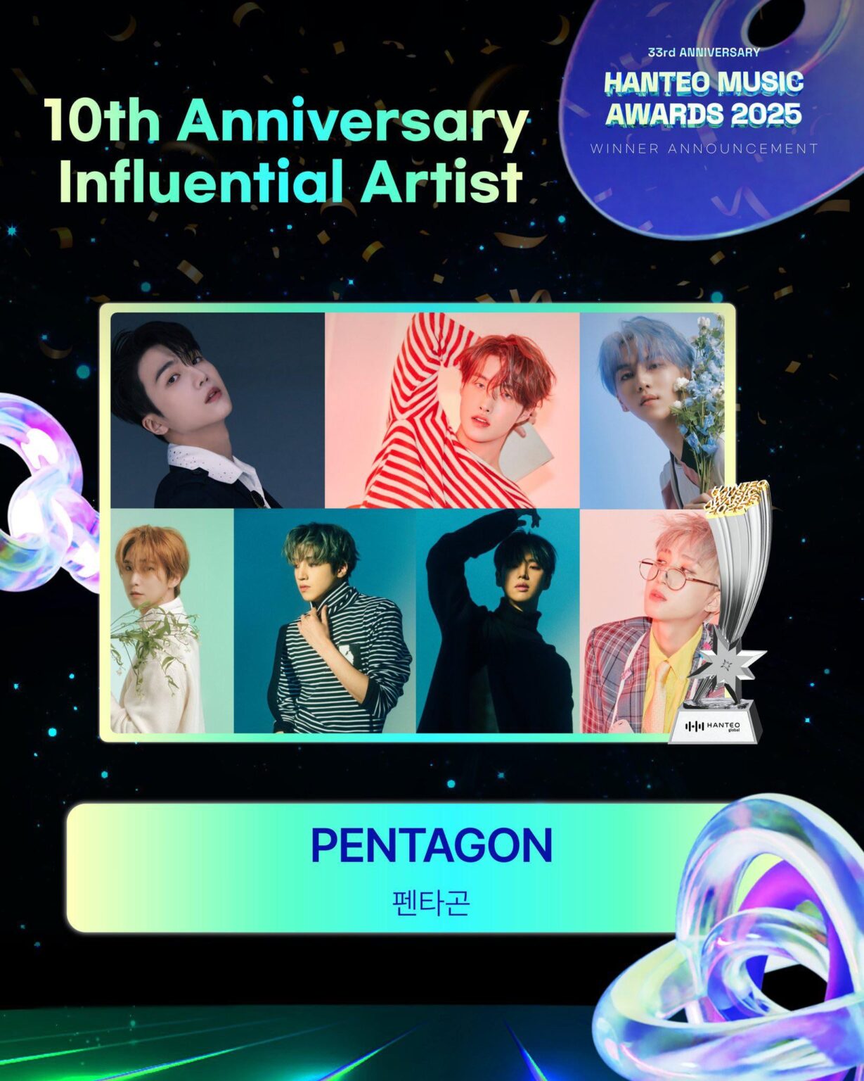 PENTAGON gewinnt den Hanteo 10th Anniversary Influential Artist Award