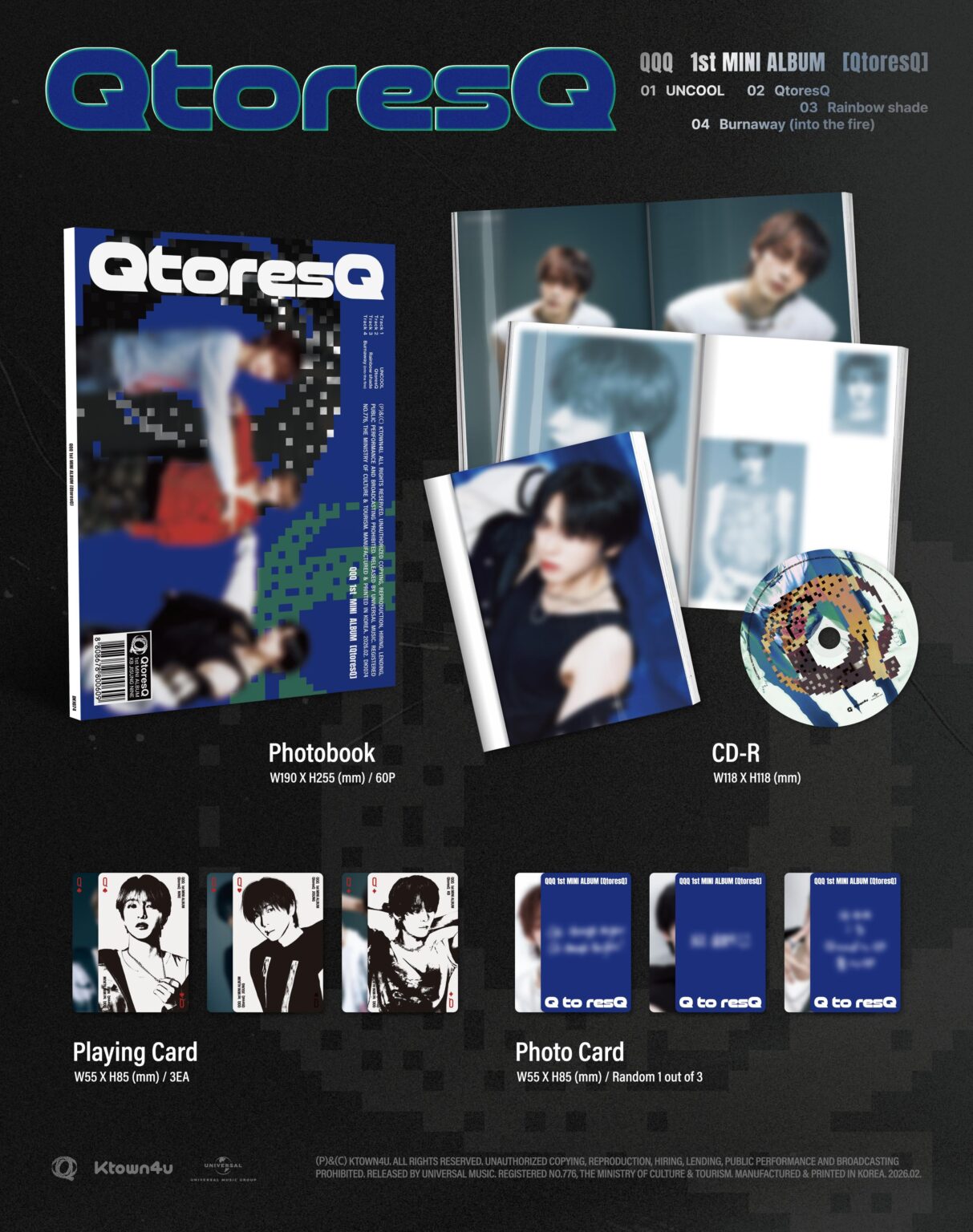 QQQ (OnlyOneOf KB, Jisung & Nine) – 1. Mini-Album: QtoresQ (Details zur Albumverpackung)