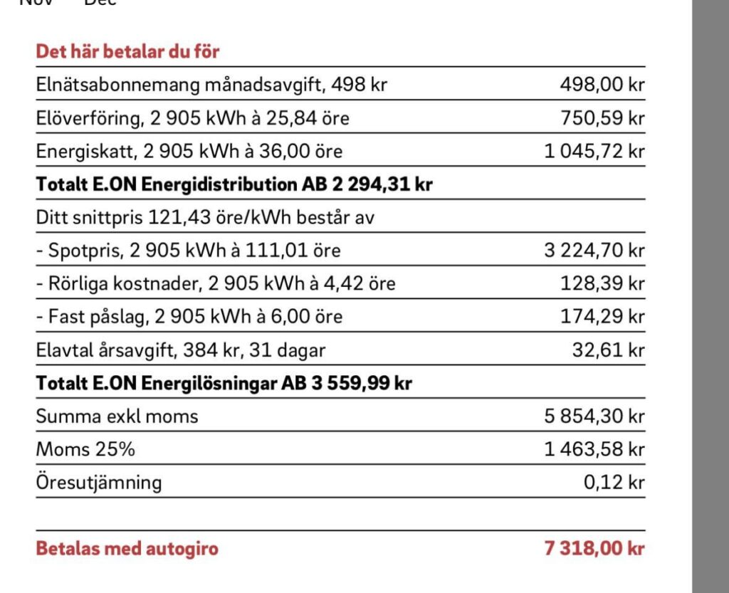 Die Stromrechnung ist eingetroffen