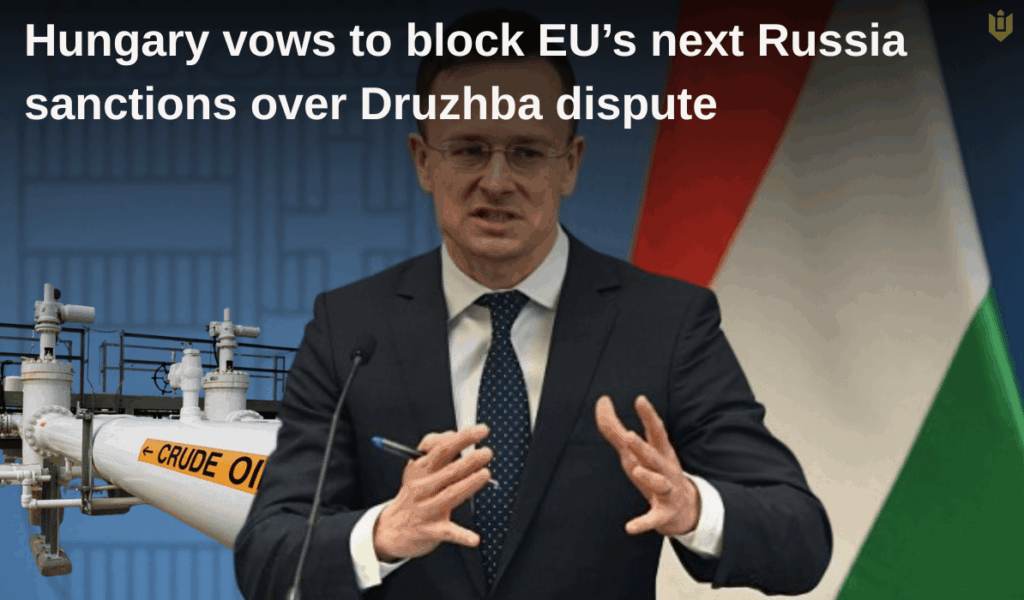 Ungarns Außenminister sagt, Budapest werde das 20. Russland-Sanktionspaket der EU blockieren, es sei denn, die Ukraine stelle den Öltransit über die Druschba-Pipeline nach Ungarn und in die Slowakei wieder her. Die Lieferungen wurden seit dem 27. Januar eingestellt, nachdem Berichten zufolge ein Drohnenangriff Ausrüstung in der Westukraine getroffen hatte.