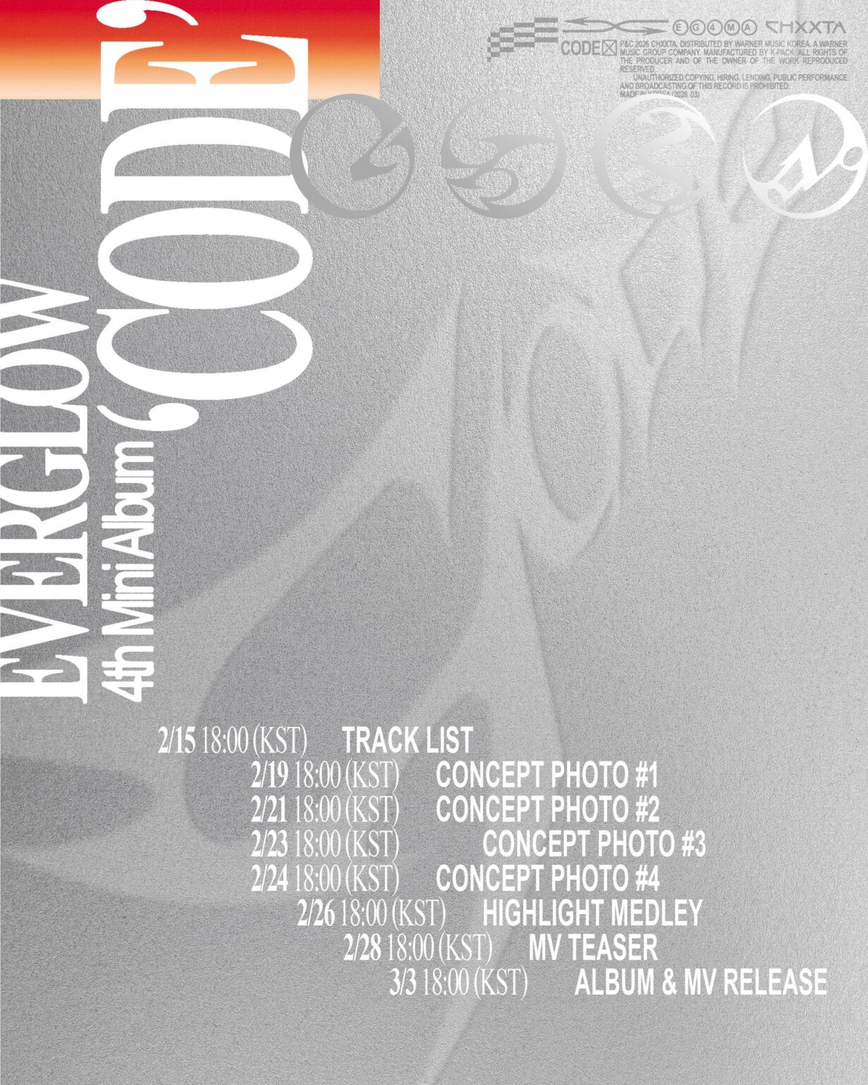 EVERGLOW – 4. Mini-Album: CODE (Veröffentlichungsplan)