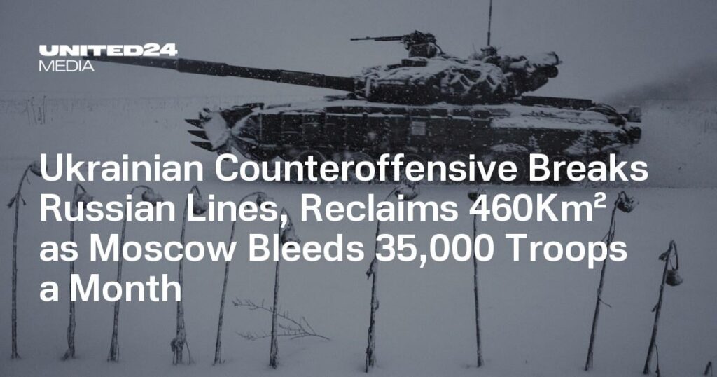 Ukrainische Gegenoffensive durchbricht russische Linien und erobert 460 km² zurück, während Moskau jeden Monat 35.000 Soldaten bluten lässt Ukrainische Gegenoffensive durchbricht russische Linien und erobert 460 km² zurück, während Moskau jeden Monat 35.000 Soldaten bluten lässt