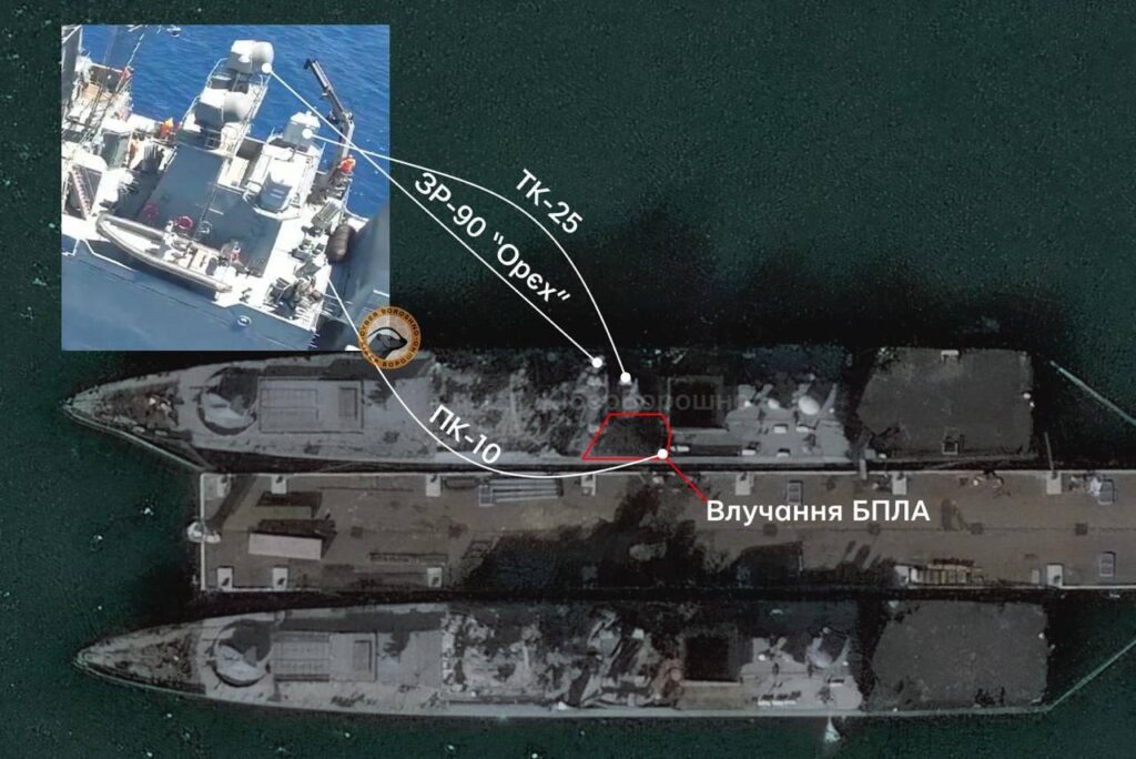 Der russische Fregattenadmiral Essen erleidet nach Angriff auf den Hafen von Noworossijsk schweren Schaden