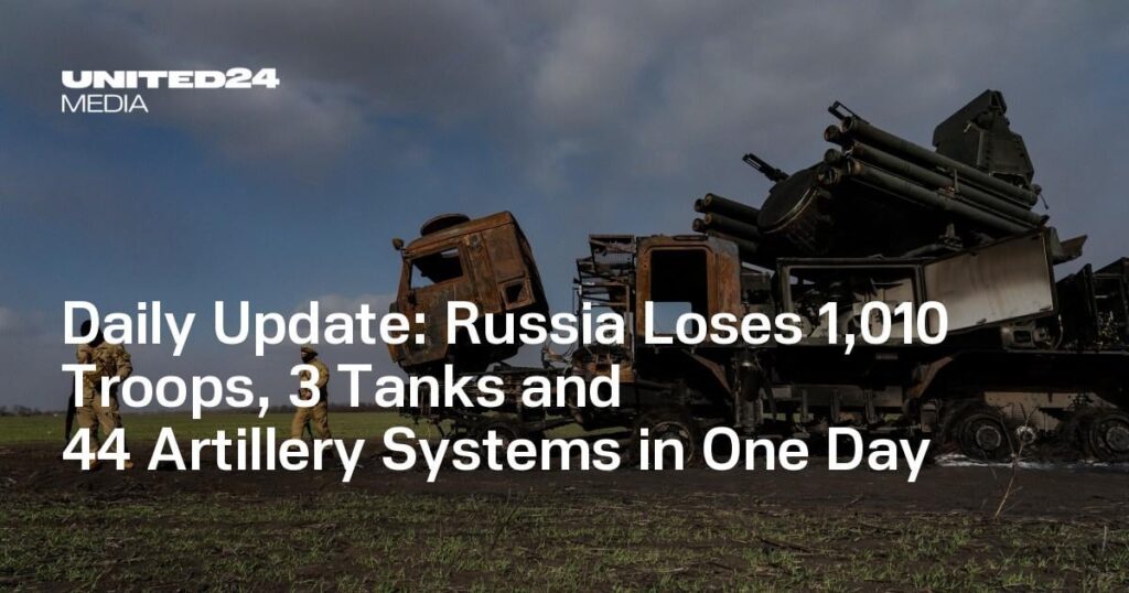 Tägliches Update: Russland verliert an einem Tag 1.010 Truppen, 3 Panzer und 44 Artilleriesysteme