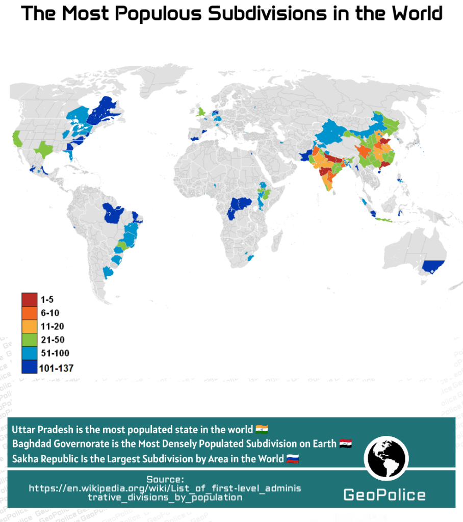 Die bevölkerungsreichsten Unterbezirke der Welt