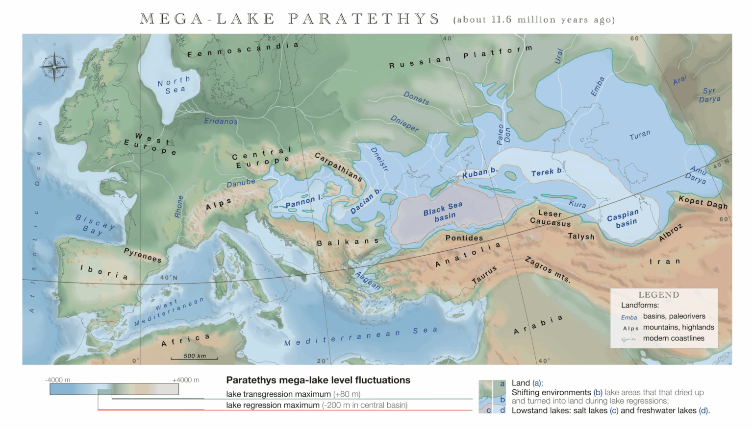 Paratethys-See und Europa vor 11,6 Millionen Jahren