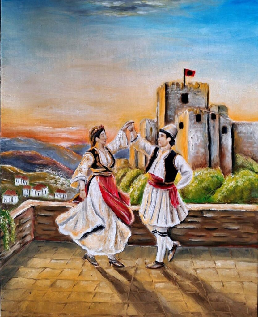 „Albanischer Tanz“; Malen mit Ölfarben; 40x50cm