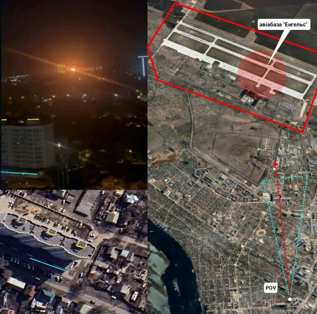 Geolokalisierung bestätigt, dass ukrainische Drohnen den Luftwaffenstützpunkt Engels angreifen