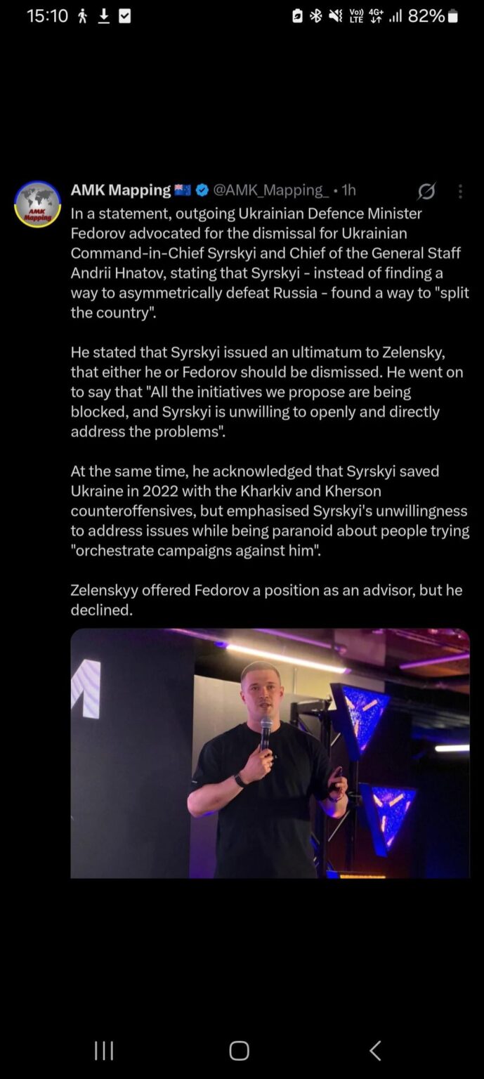 Fedorow fordert die Entlassung von General Syrskyj und des Generalstabschefs Andrij Hnatow. Fedorow fordert die Entlassung von General Syrskyj und des Generalstabschefs Andrij Hnatow.