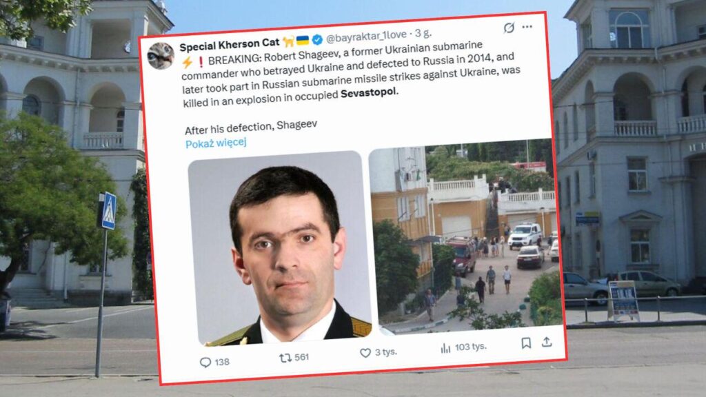Der nach Russland übergelaufene ukrainische U-Boot-Kapitän kommt bei einer Explosion ums Leben. Der mutmaßliche Verräter wurde getötet, als in Sewastopol ein Sprengsatz in einem Mülleimer explodierte Der nach Russland übergelaufene ukrainische U-Boot-Kapitän kommt bei einer Explosion ums Leben. Der mutmaßliche Verräter wurde getötet, als in Sewastopol ein Sprengsatz in einem Mülleimer explodierte