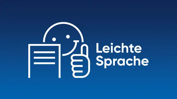 Logo Leichte Sprache mit Text: Leichte Sprache | ARD.de Logo Leichte Sprache mit Text: Leichte Sprache