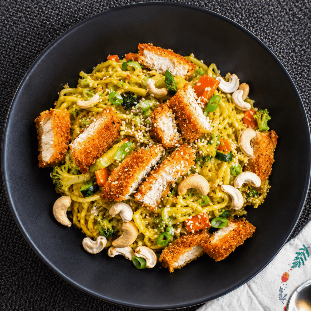 🍜 Asia-Nudeln mit Crispy Chicken & Cashews