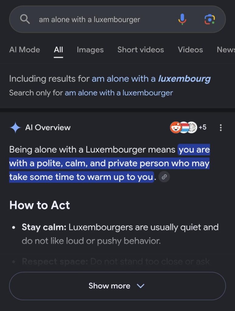 Habe das Google-AIO-Meme ausprobiert