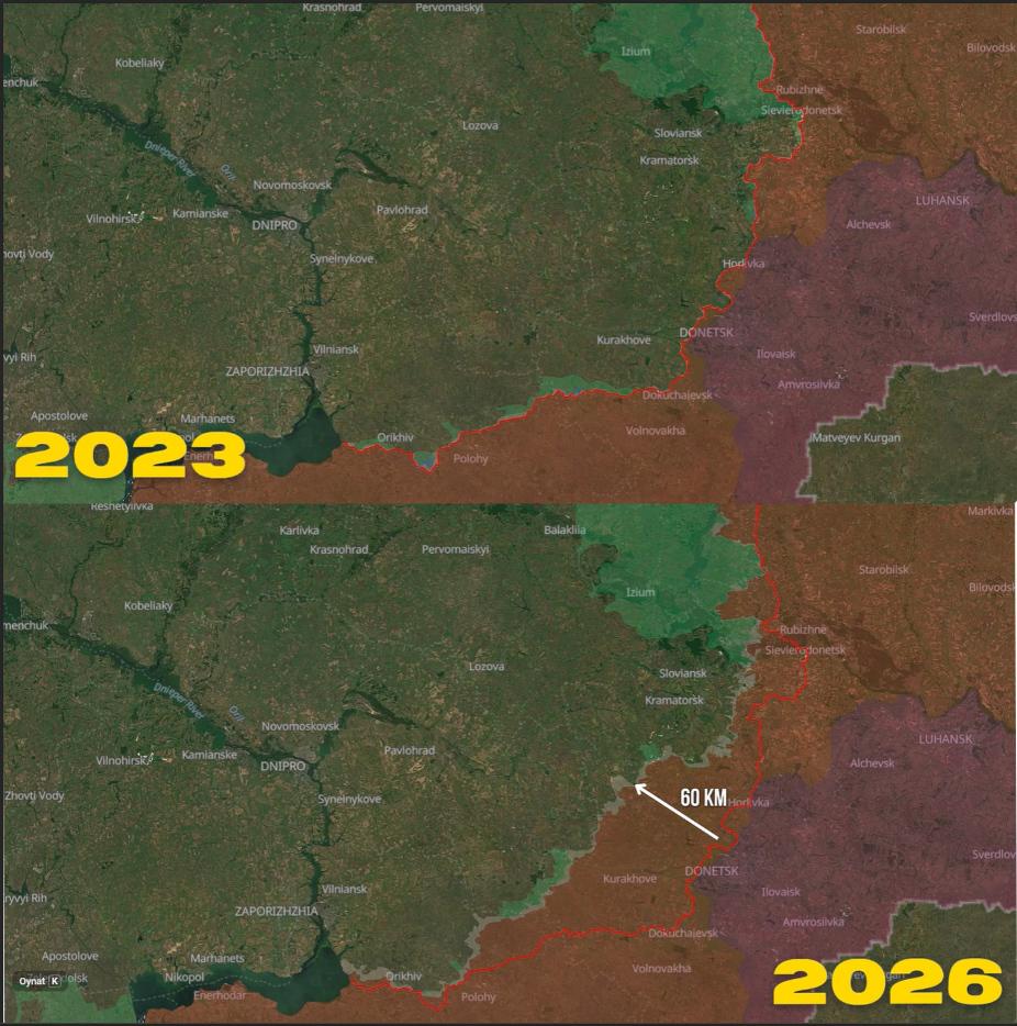 Die russische Invasion in der Ukraine verändert die Frontlinie in drei Jahren
