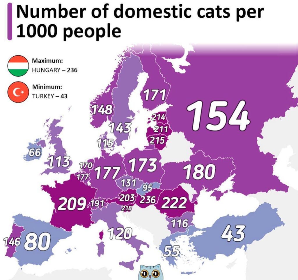 Anzahl Hauskatzen pro 1000 Einwohner